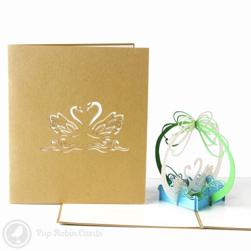 3D Pop-Up Greeting Card with White Swan Design