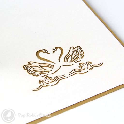 3D Pop-Up Greeting Card with White Swan Design