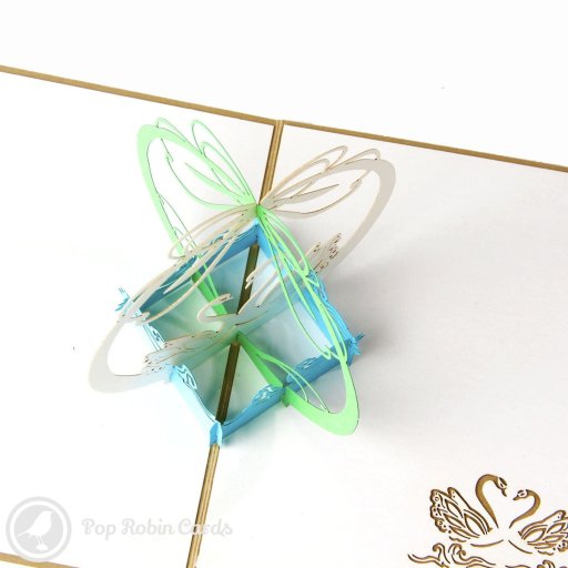 3D Pop-Up Greeting Card with White Swan Design