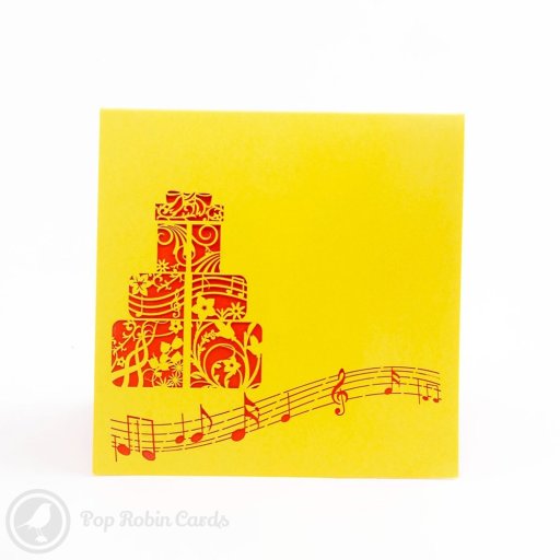 Happy Birthday Cake with Music Score 3D Pop-Up Greetings Card