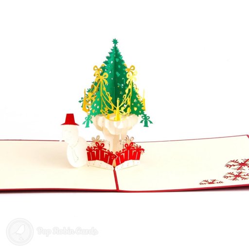 Snowman & Christmas tree & Presents 3D Pop-Up Greeting Card