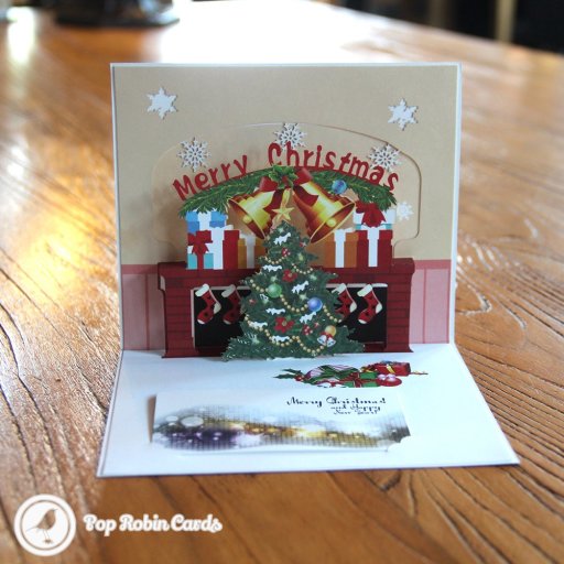 Colourful Christmas Hearth Handmade 3D Pop-Up Christmas Card