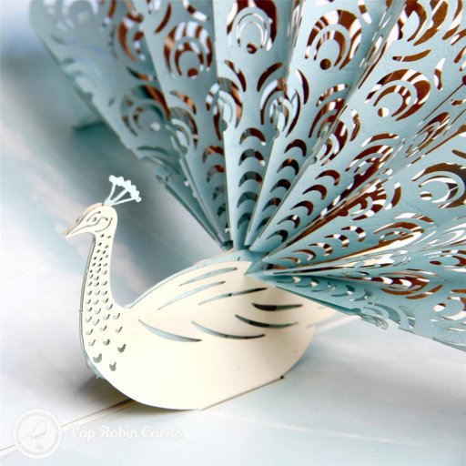 Embossed Peacock Handmade 3D Pop-Up Card