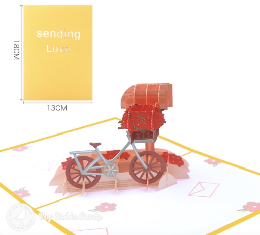 Sending Love Autumnal Bike Ride 3D Pop Up Handmade Card