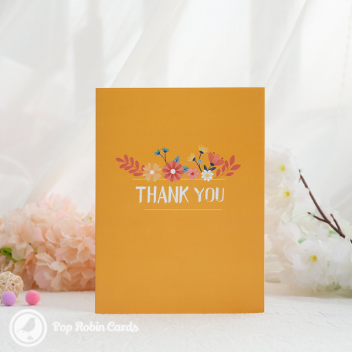 Autumnal Floral Thank You Handmade 3D Pop Up Card