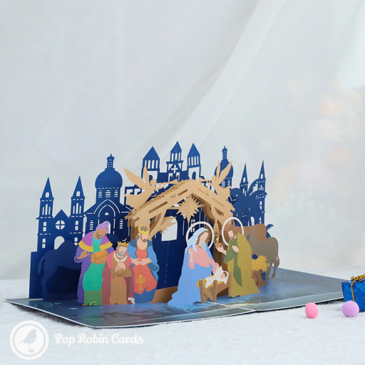 Baby Jesus In Bethlehem Nativity 3D Pop Up Christmas Card