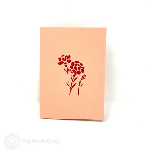 Basket Of Red Carnations 3D Handmade Pop Up Card