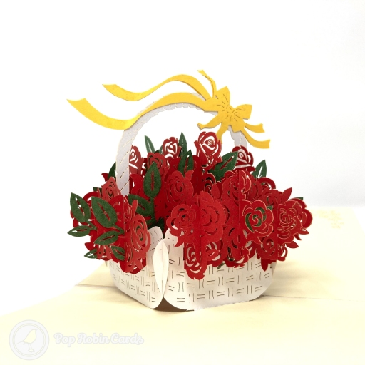 Basket Of Roses 3D Handmade Pop Up Card
