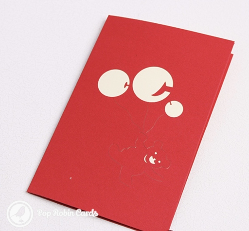 Bear And Balloons Handmade 3D Card