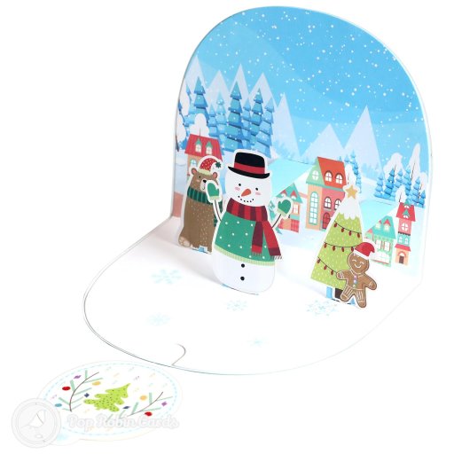 Snowman & Gingerbread Man 3D Pop-Up Christmas Card
