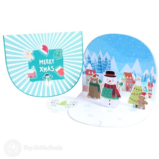 Snowman & Gingerbread Man 3D Pop-Up Christmas Card