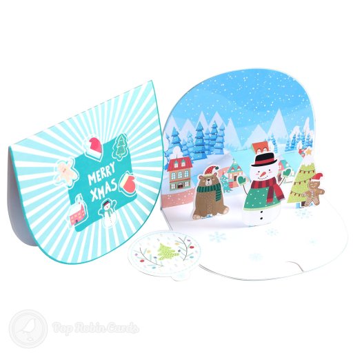 Snowman & Gingerbread Man 3D Pop-Up Christmas Card