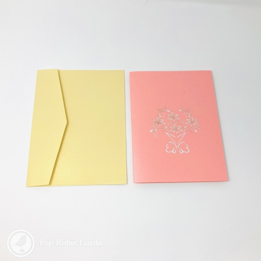 Beautiful Pink Daffodil Bouquet 3D Pop-Up Card