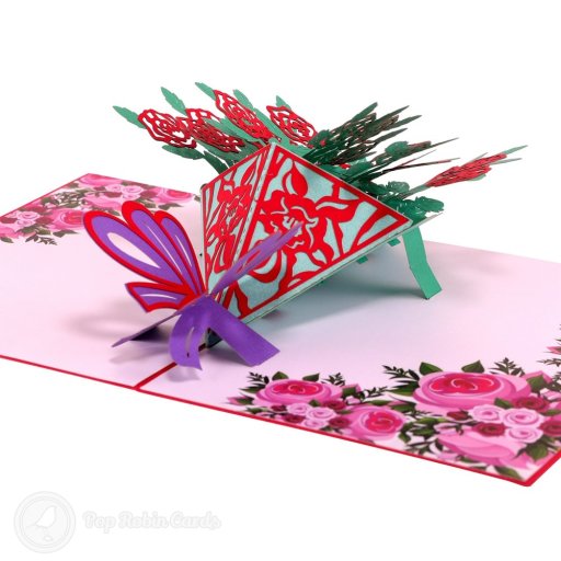 Beautiful Rose Bouquet Handmade 3D Pop-Up Card