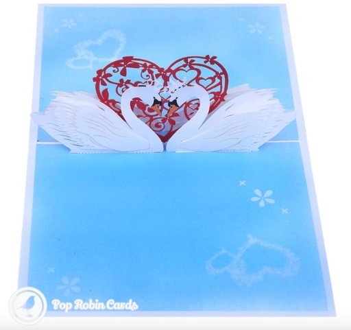 Beautiful Swan Couple 3D Handmade Pop Up Card