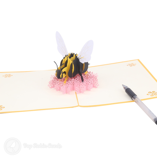 Busy Bumble Bee On Flower Handmade 3D Pop Up Card