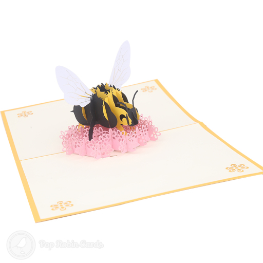 Busy Bumble Bee On Flower Handmade 3D Pop Up Card