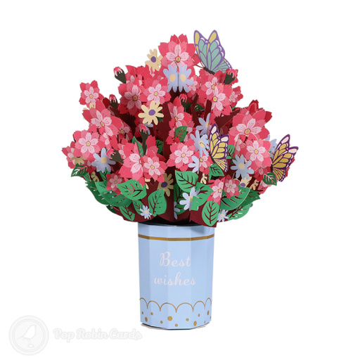 Best Wishes Bouquet Of Cherry Flowers 3D Pop Up Card