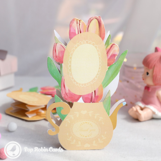 "Thank You" Bouquet Of Tulip Flowers 3D Pop Up Card