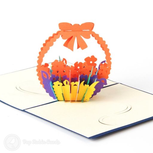 Best Wishes Flower Basket 3D Pop-Up Greetings Card