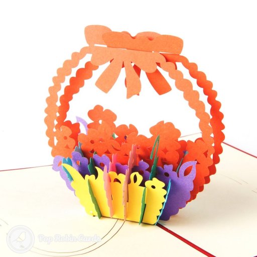 Best Wishes Flower Basket 3D Pop-Up Greetings Card