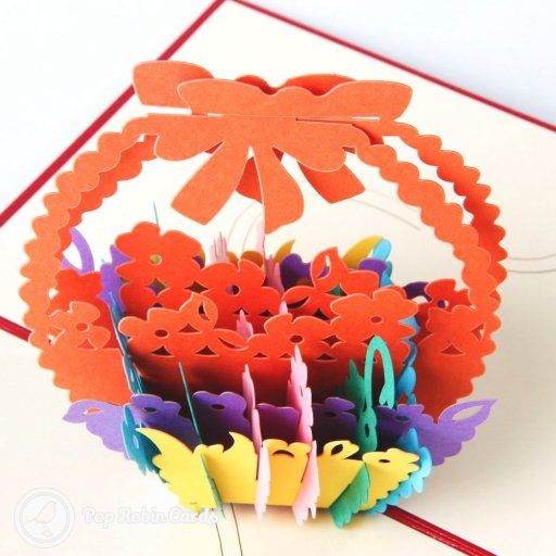 Best Wishes Flower Basket 3D Pop-Up Greetings Card