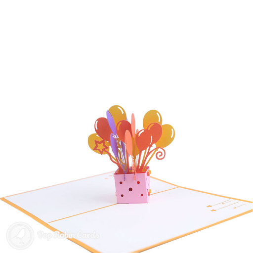 Box Of Balloons Handmade 3D Pop Up Card