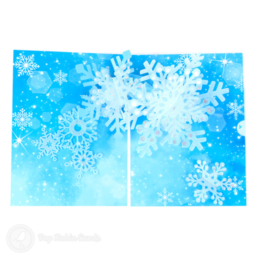 Blue White Snowflakes Merry Christmas Handmade 3D Pop Up Greeting Card