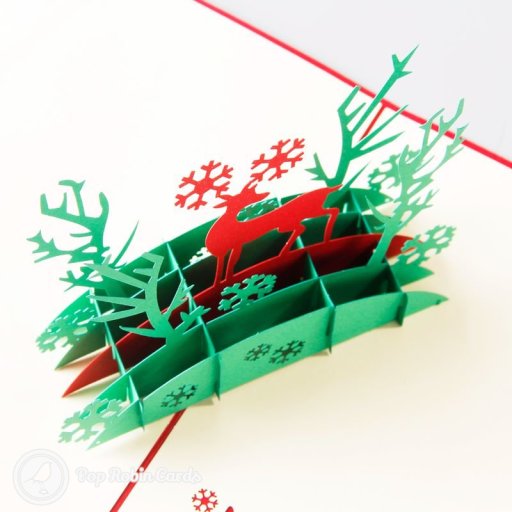 Bridge & Deer 3D Pop-Up Christmas Greetings Card