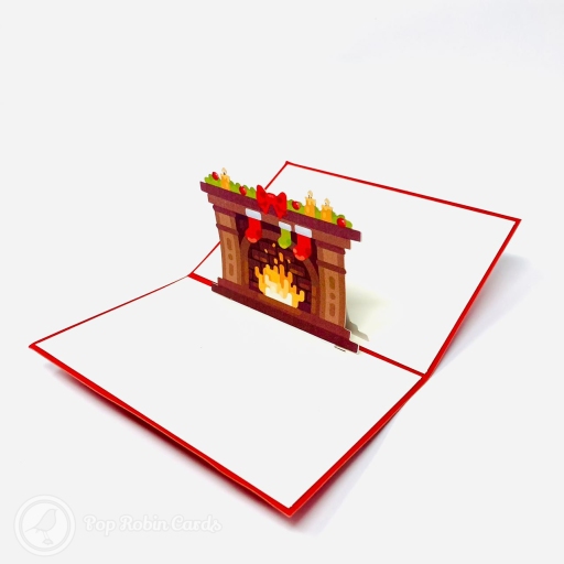 Bright Christmas Fireplace 3D Pop Up Christmas Card