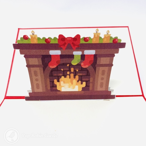 Bright Christmas Fireplace 3D Pop Up Christmas Card