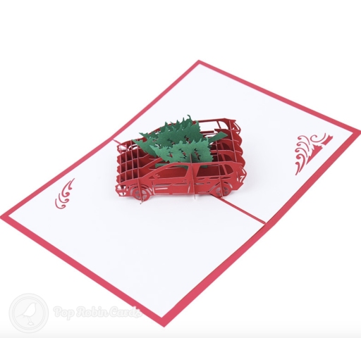 Bringing Home Christmas Trees 3D Pop Up Handmade Card