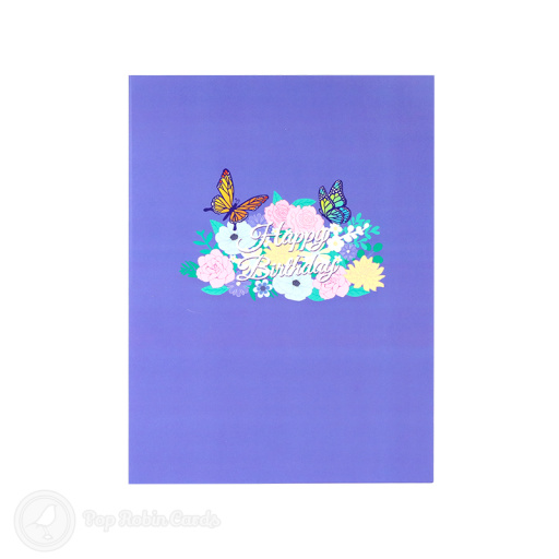 Butterflies And Flowers Happy Birthday Handmade 3D Pop Up Greeting Card