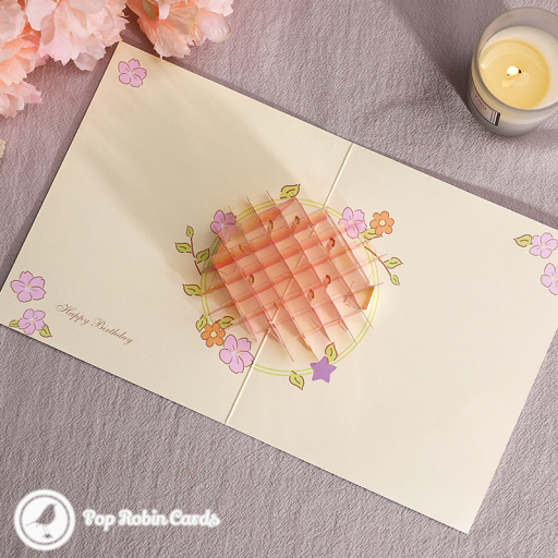 Candles & Apples Cake 3D Handmade Pop Up Birthday Card