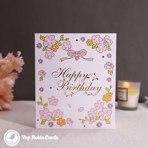 Candles & Apples Cake 3D Handmade Pop Up Birthday Card