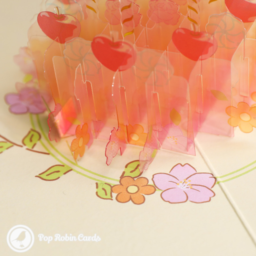 Candles & Apples Cake 3D Handmade Pop Up Birthday Card