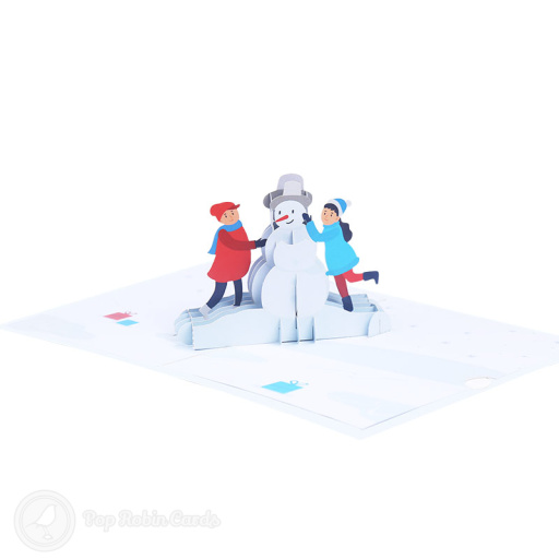 Children Building Snowman 3D Pop Up Card