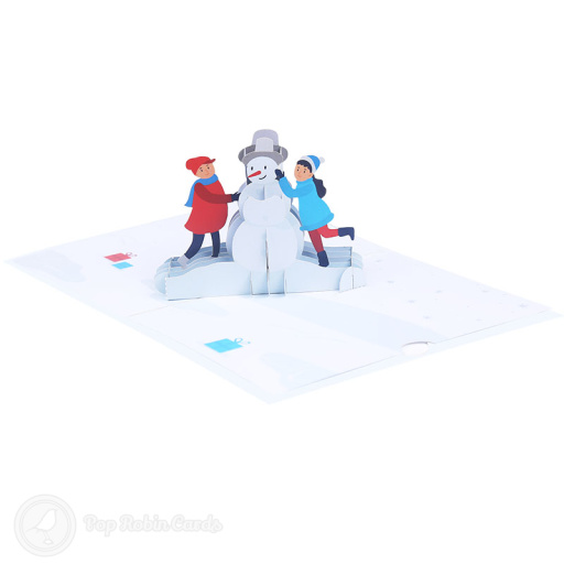 Children Building Snowman 3D Pop Up Card