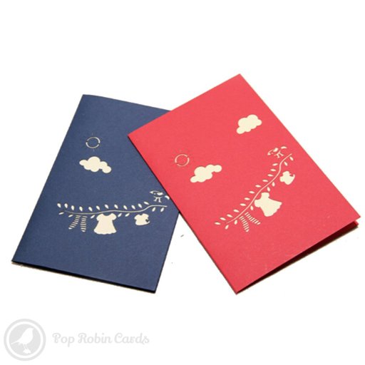 Children's Clothes on Line 3D Pop-Up Greetings Card