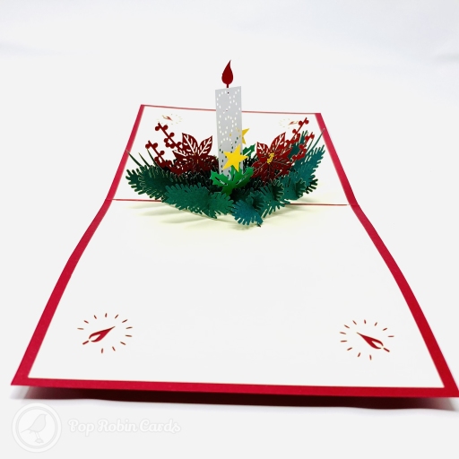 Christmas Candle & Holly 3D Pop Up Handmade Card