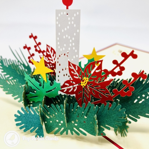Christmas Candle & Holly 3D Pop Up Handmade Card