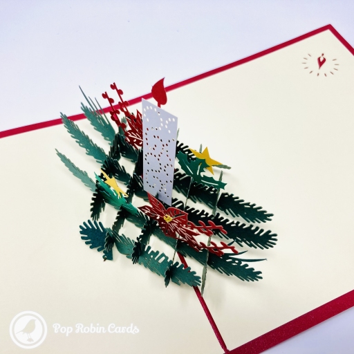 Christmas Candle & Holly 3D Pop Up Handmade Card