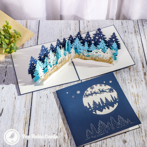 Christmas Forest Village 3D Pop Up Christmas Card