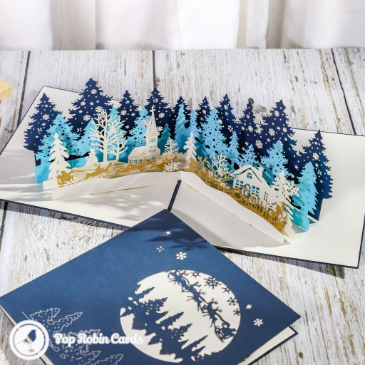 Christmas Forest Village 3D Pop Up Christmas Card