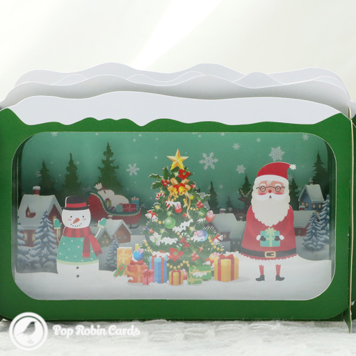 Christmas Scene In Green Bottle 3D Handmade Greetings Card
