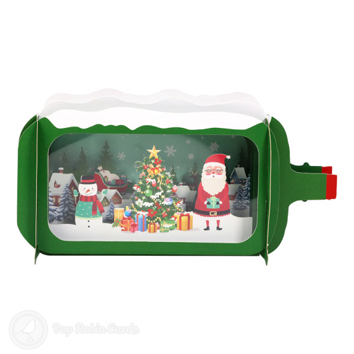 Christmas Scene In Green Bottle 3D Handmade Greetings Card