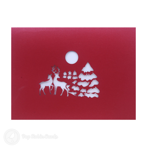 Christmas Tree, Reindeer & Snow Lodge 3D Pop Up Card