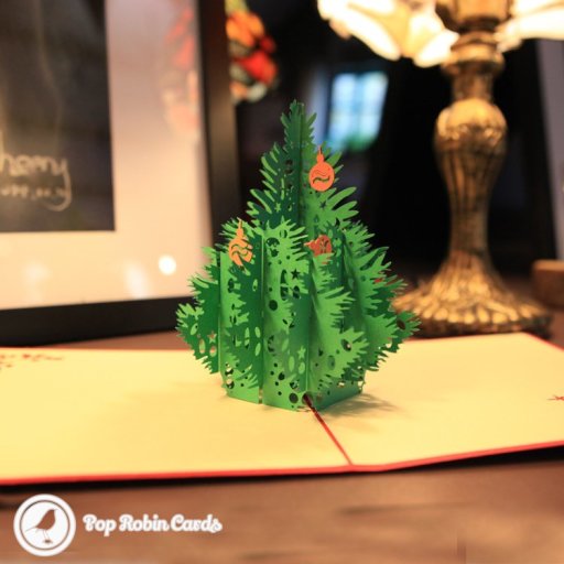 Christmas Tree with Baubles Handmade 3D Pop-Up Card