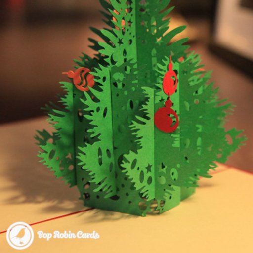 Christmas Tree with Baubles Handmade 3D Pop-Up Card