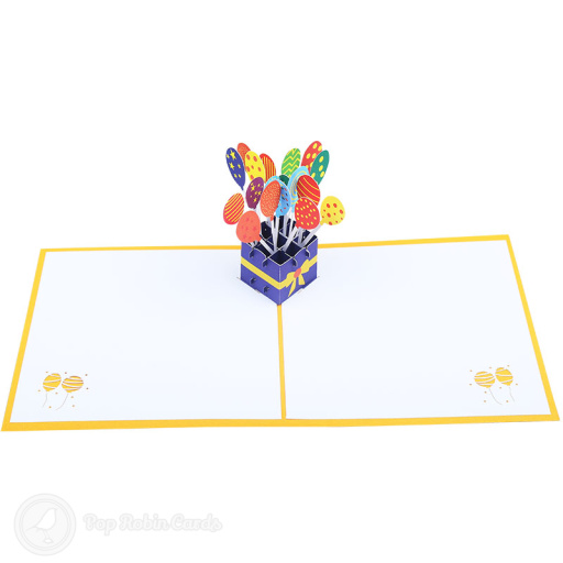 Colourful Box Of Balloons With Ribbon 3D Pop Up Card